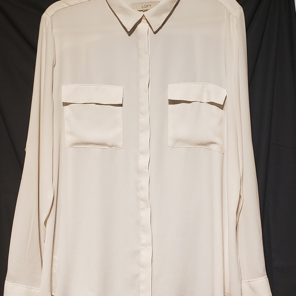 Loft 100% polyester button down blouse.